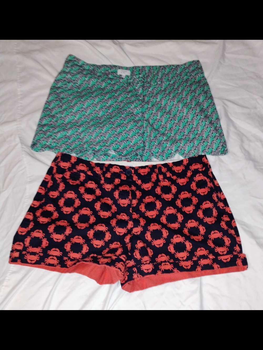 Crown & Ivy Women’s Shorts Lot Size 12 Zebra Print/Crab Nautical Coastal Preppy